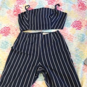 Blue and white striped two pieces set